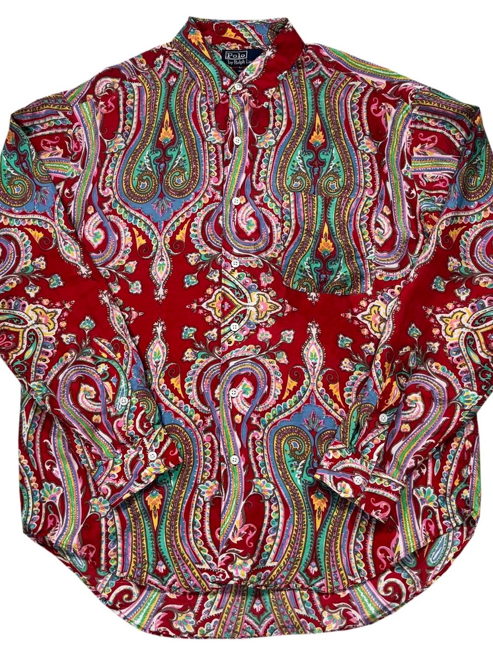 Vintage Polo Ralph Lauren Paisley Silk Button Down Shirt (Size L)